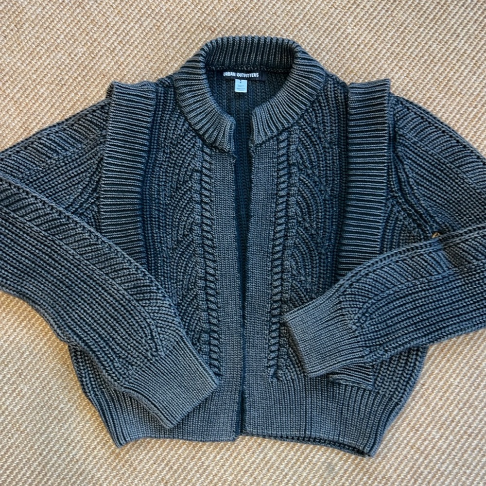 Urban Outfitters Charcoal Gray Cable Knit Cardigan